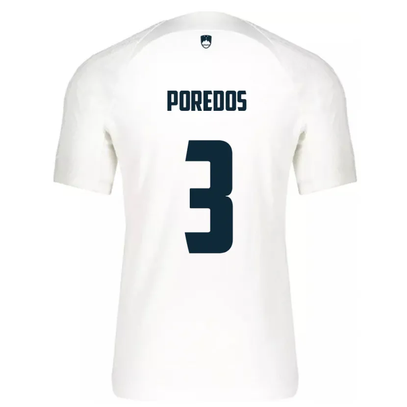 Danxen Børn Slovenien Luka Poredos #3 Hvid Hjemmebane Spillertrøjer 24-26 Trøje T-Shirt