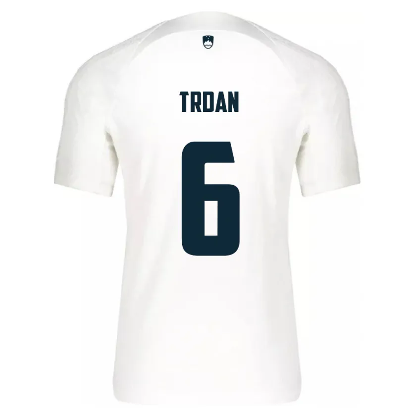 Danxen Børn Slovenien Miha Trdan #6 Hvid Hjemmebane Spillertrøjer 24-26 Trøje T-Shirt