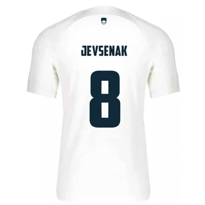 Danxen Børn Slovenien Florjan Jevsenak #8 Hvid Hjemmebane Spillertrøjer 24-26 Trøje T-Shirt