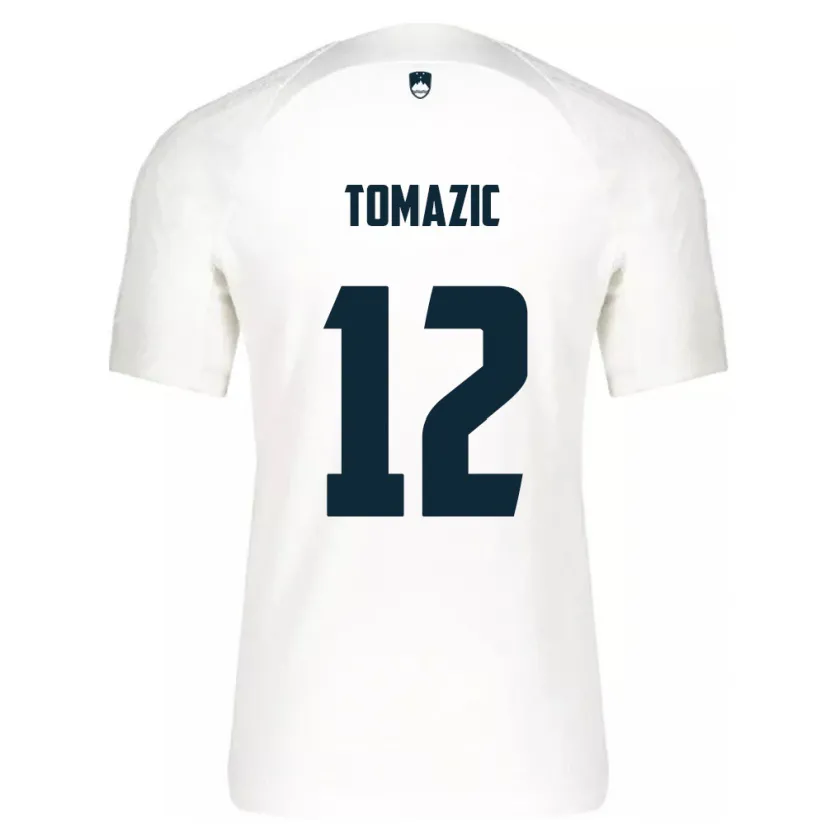 Danxen Børn Slovenien Lukas Tomazic #12 Hvid Hjemmebane Spillertrøjer 24-26 Trøje T-Shirt
