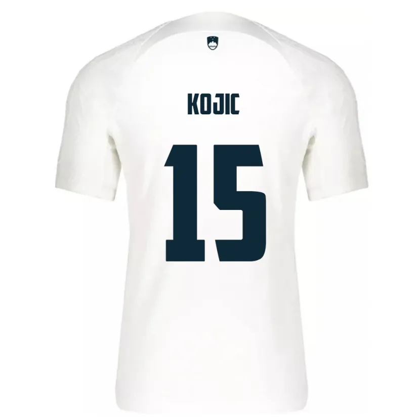 Danxen Børn Slovenien Dino Kojic #15 Hvid Hjemmebane Spillertrøjer 24-26 Trøje T-Shirt