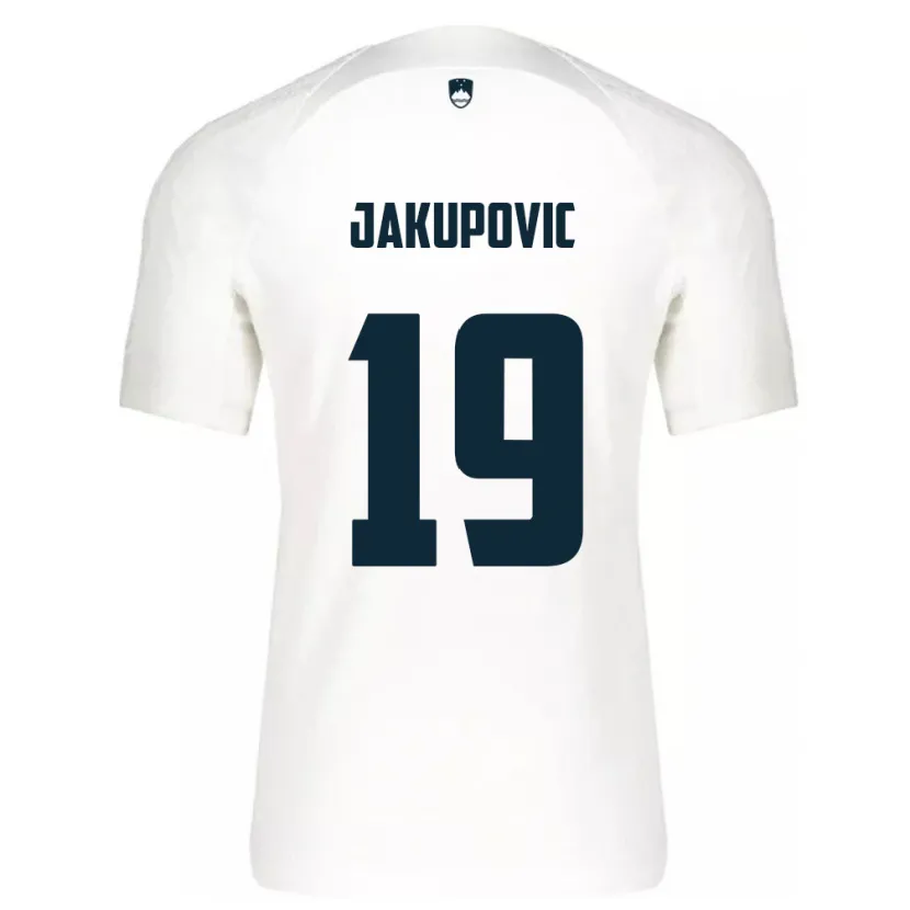 Danxen Børn Slovenien Aldin Jakupovic #19 Hvid Hjemmebane Spillertrøjer 24-26 Trøje T-Shirt