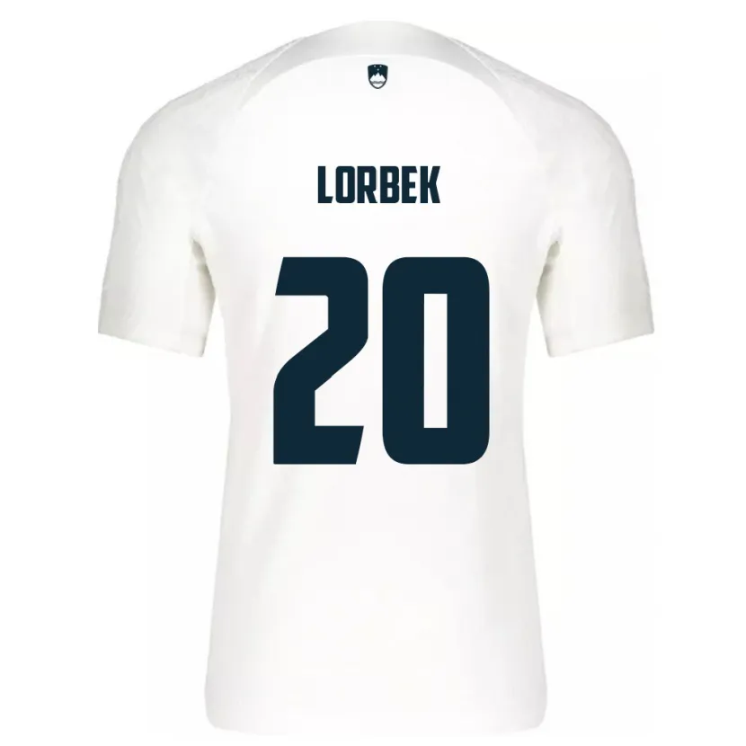 Danxen Børn Slovenien Anej Lorbek #20 Hvid Hjemmebane Spillertrøjer 24-26 Trøje T-Shirt