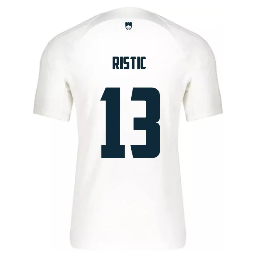 Danxen Børn Slovenien Aleks Ristic #13 Hvid Hjemmebane Spillertrøjer 24-26 Trøje T-Shirt