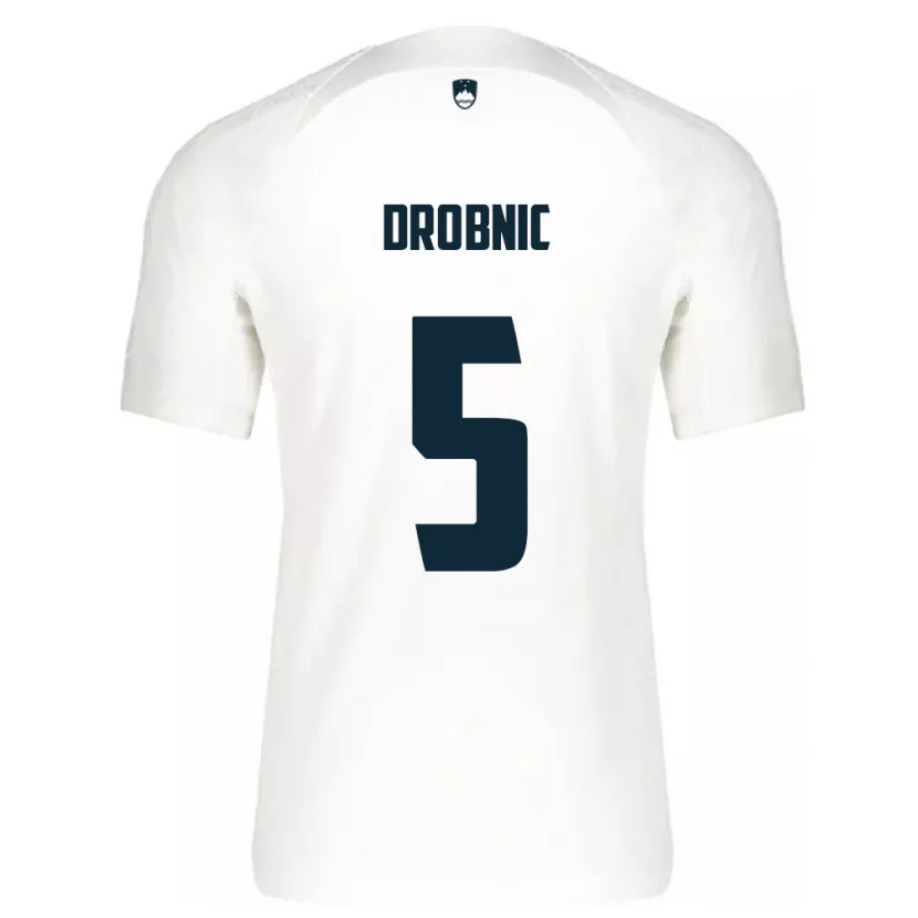 Danxen Børn Slovenien Dominik Drobnic #5 Hvid Hjemmebane Spillertrøjer 24-26 Trøje T-Shirt