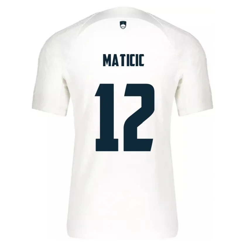 Danxen Børn Slovenien Benjamin Maticic #12 Hvid Hjemmebane Spillertrøjer 24-26 Trøje T-Shirt