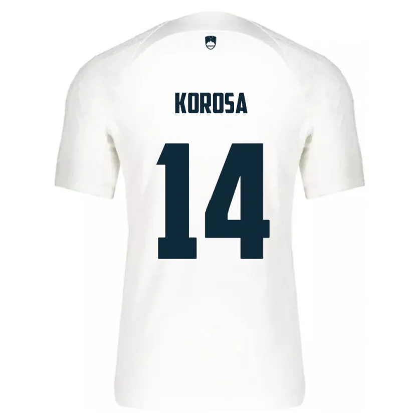 Danxen Børn Slovenien Anej Koroša #14 Hvid Hjemmebane Spillertrøjer 24-26 Trøje T-Shirt
