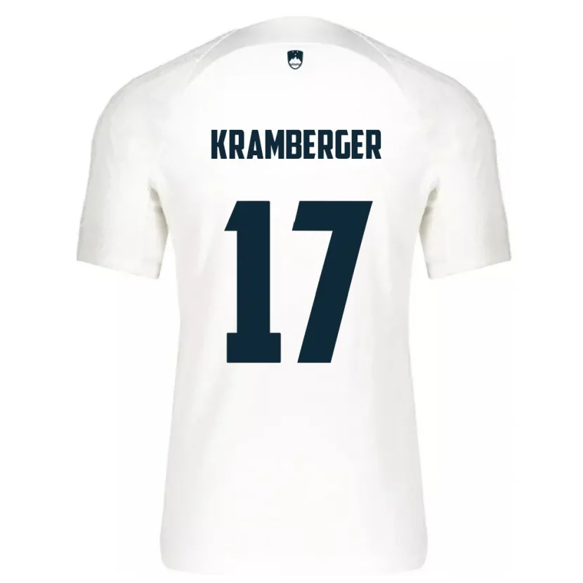 Danxen Børn Slovenien Enej Kramberger #17 Hvid Hjemmebane Spillertrøjer 24-26 Trøje T-Shirt