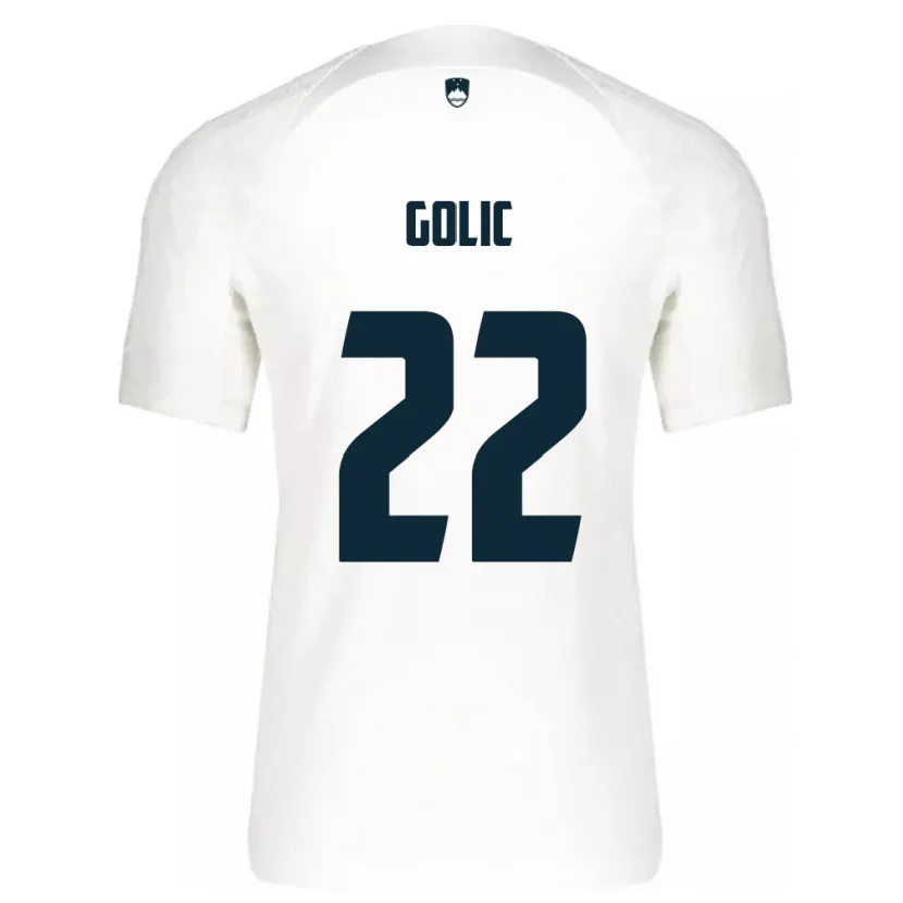 Danxen Børn Slovenien Tilen Golic #22 Hvid Hjemmebane Spillertrøjer 24-26 Trøje T-Shirt