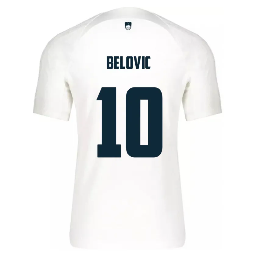 Danxen Børn Slovenien Nik Belovic #10 Hvid Hjemmebane Spillertrøjer 24-26 Trøje T-Shirt