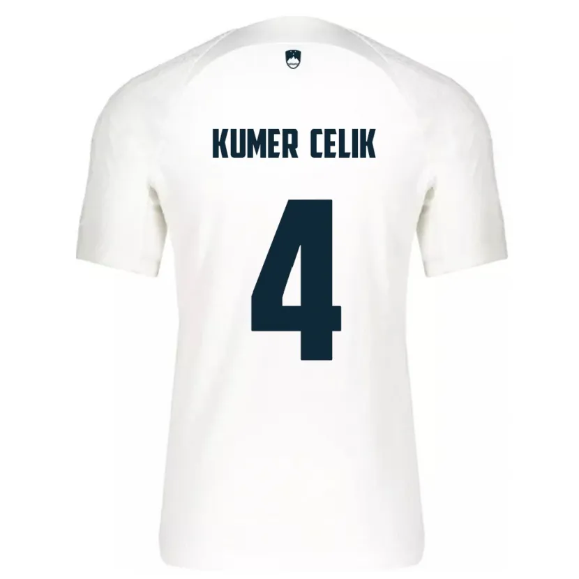 Danxen Børn Slovenien An Kumer Celik #4 Hvid Hjemmebane Spillertrøjer 24-26 Trøje T-Shirt