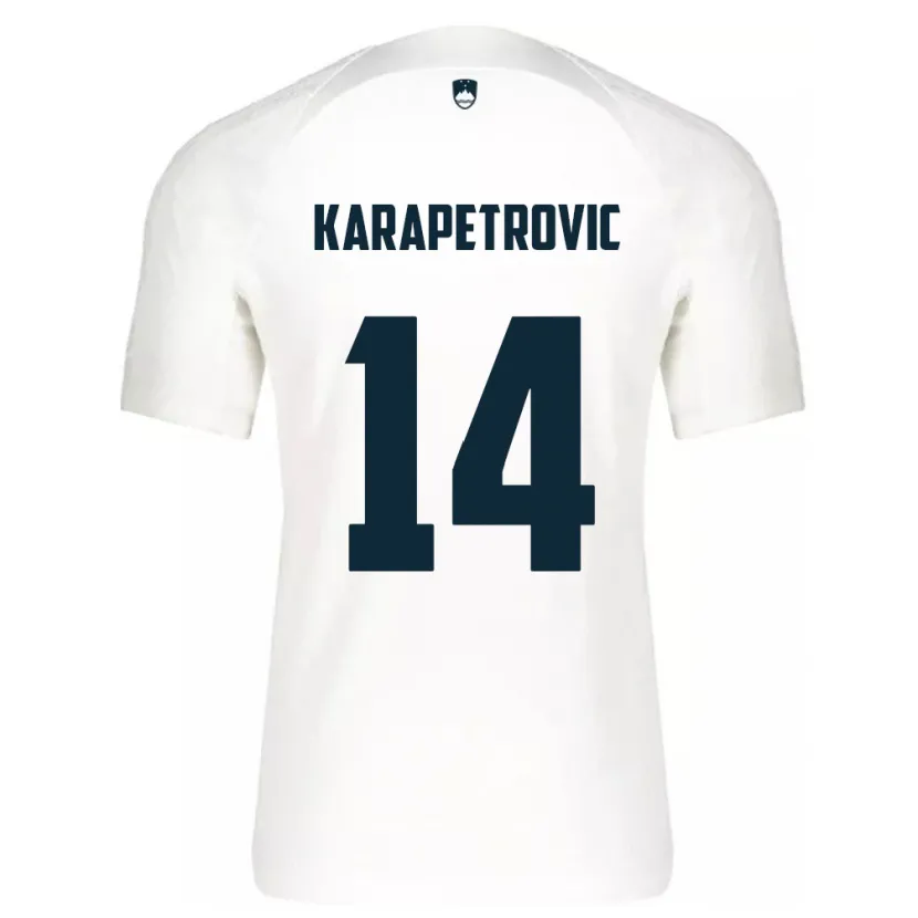 Danxen Børn Slovenien Luka Karapetrovic #14 Hvid Hjemmebane Spillertrøjer 24-26 Trøje T-Shirt