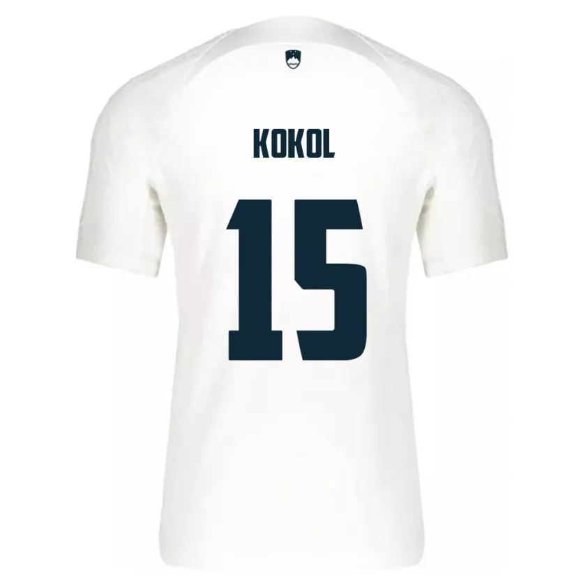 Danxen Børn Slovenien Luka Kokol #15 Hvid Hjemmebane Spillertrøjer 24-26 Trøje T-Shirt