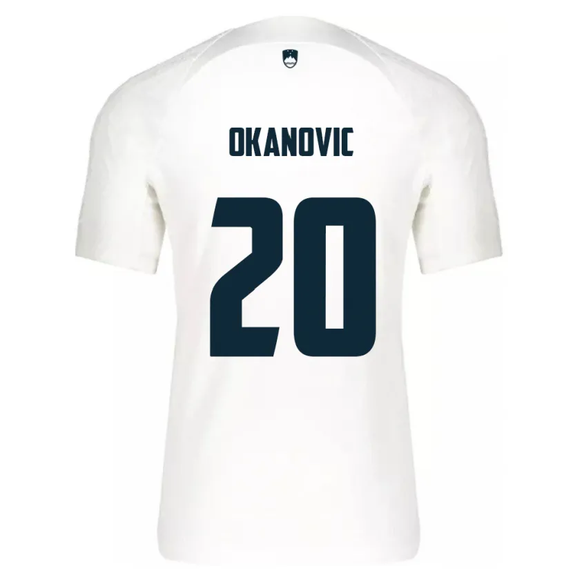 Danxen Børn Slovenien Deen Okanovic #20 Hvid Hjemmebane Spillertrøjer 24-26 Trøje T-Shirt