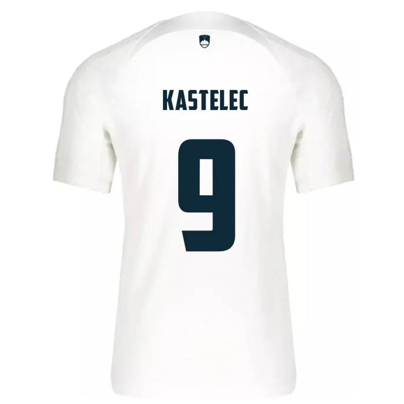 Danxen Børn Slovenien Mirjam Kastelec #9 Hvid Hjemmebane Spillertrøjer 24-26 Trøje T-Shirt