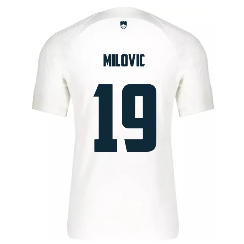 Danxen Børn Slovenien Ana Milovič #19 Hvid Hjemmebane Spillertrøjer 24-26 Trøje T-Shirt