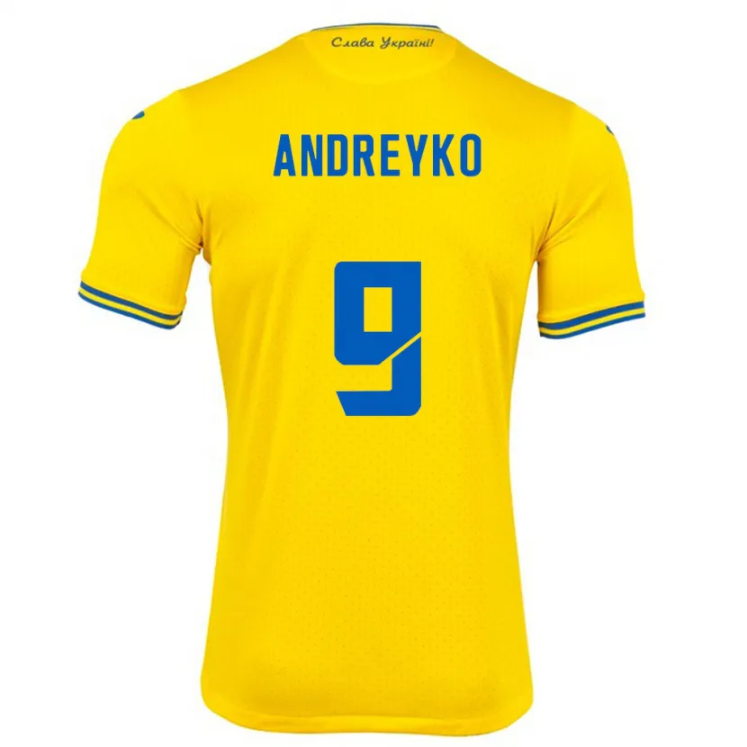 Danxen Børn Ukraine Ivan Andreyko #9 Gul Hjemmebane Spillertrøjer 24-26 Trøje T-Shirt