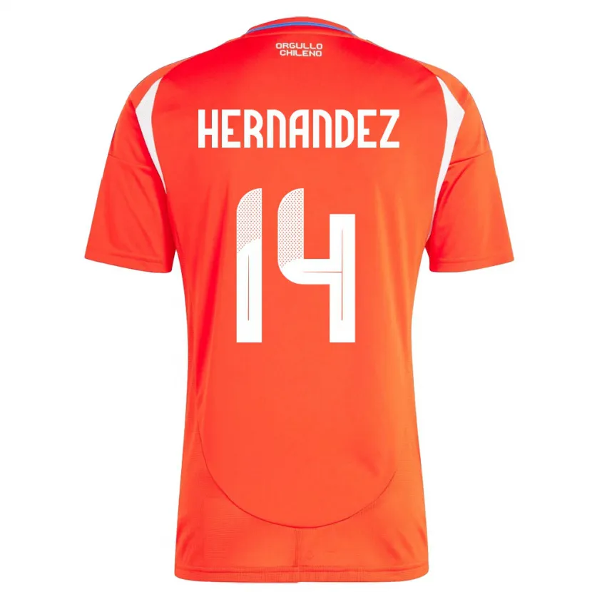 Danxen Børn Chile Leandro Hernández #14 Rød Hjemmebane Spillertrøjer 24-26 Trøje T-Shirt