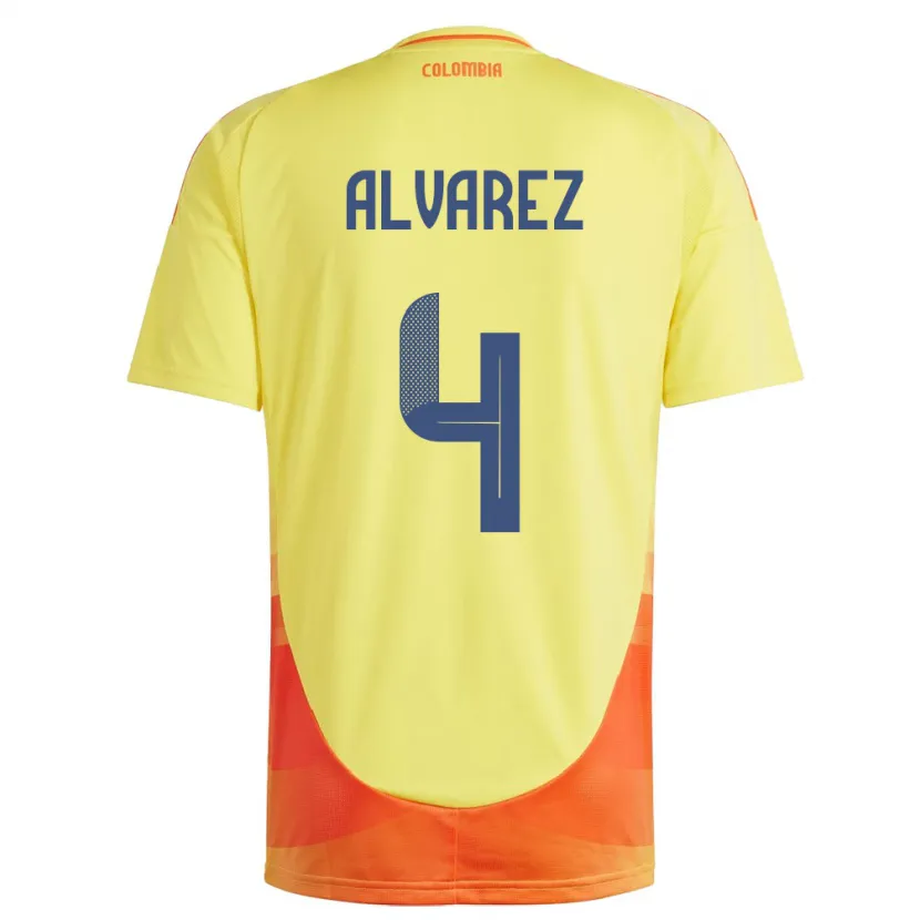 Danxen Børn Colombia Fernando Álvarez #4 Gul Hjemmebane Spillertrøjer 24-26 Trøje T-Shirt