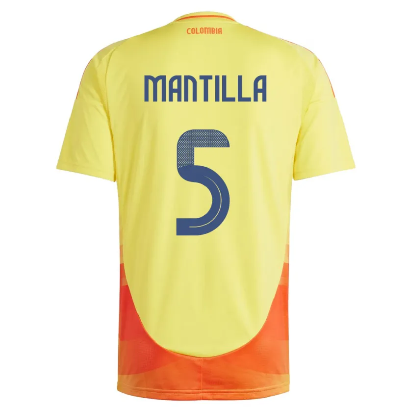 Danxen Børn Colombia Kevin Mantilla #5 Gul Hjemmebane Spillertrøjer 24-26 Trøje T-Shirt