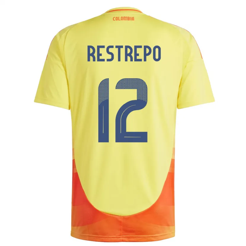 Danxen Børn Colombia Valery Restrepo #12 Gul Hjemmebane Spillertrøjer 24-26 Trøje T-Shirt