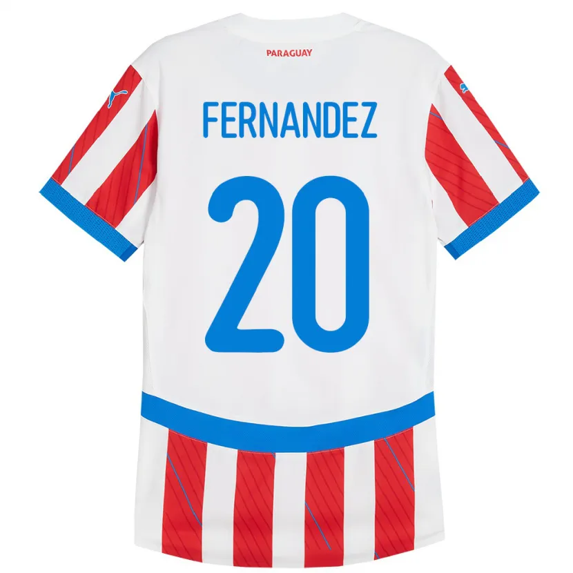 Danxen Børn Paraguay Marcelo Fernández #20 Hvid Rød Hjemmebane Spillertrøjer 24-26 Trøje T-Shirt