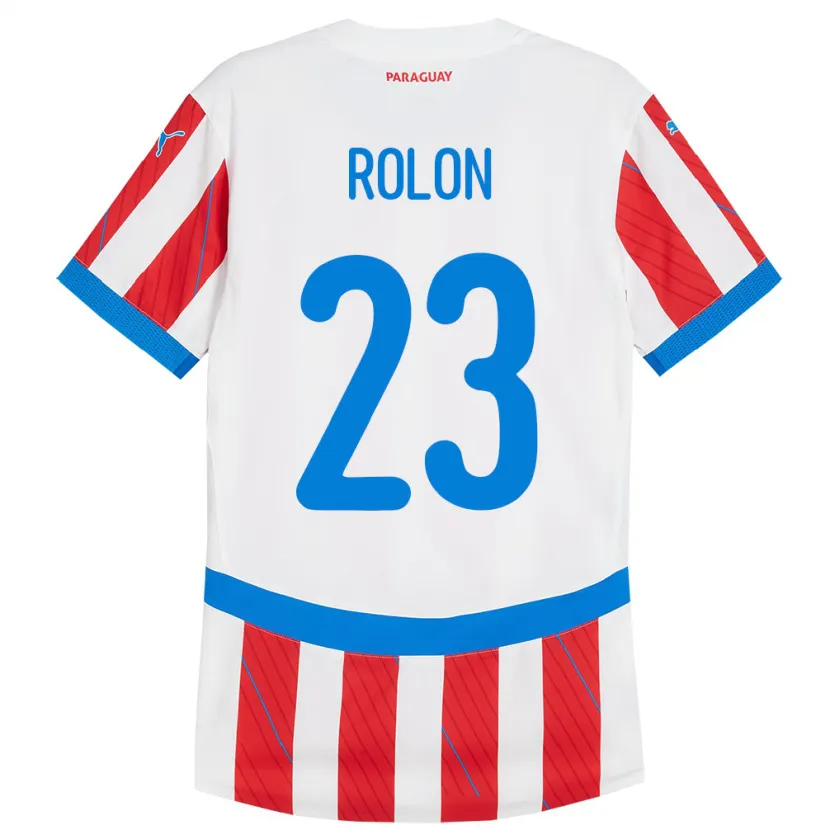 Danxen Børn Paraguay Luis Rolón #23 Hvid Rød Hjemmebane Spillertrøjer 24-26 Trøje T-Shirt