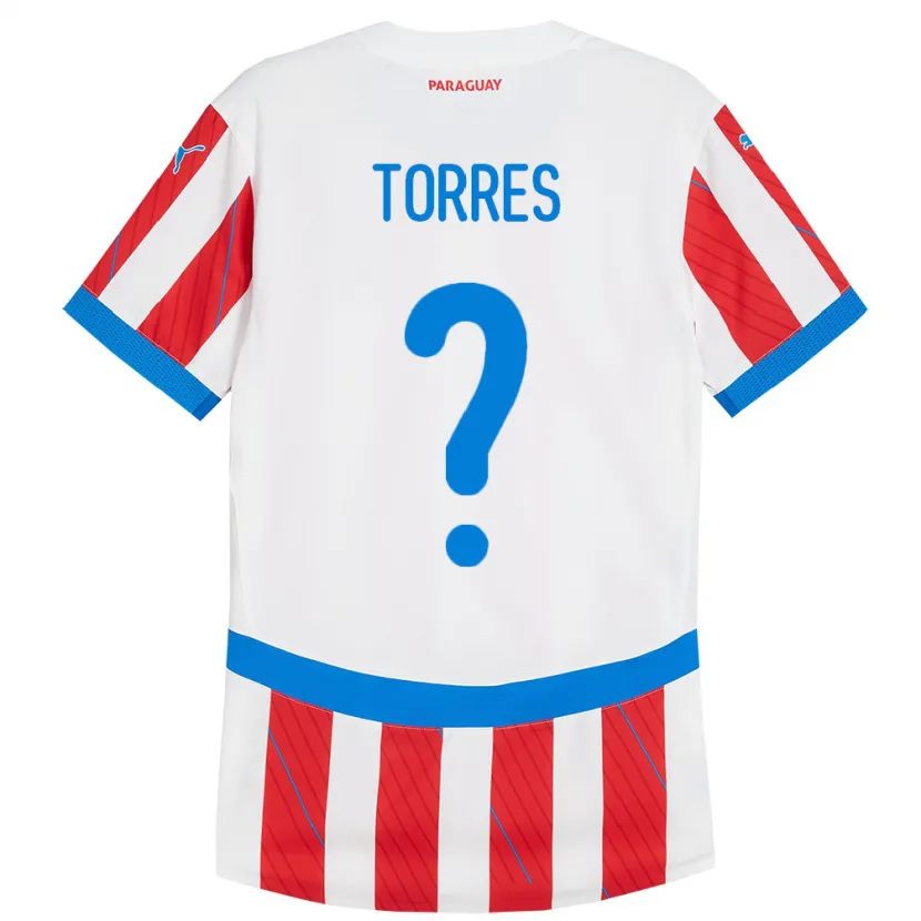 Danxen Børn Paraguay Diego Torres #0 Hvid Rød Hjemmebane Spillertrøjer 24-26 Trøje T-Shirt