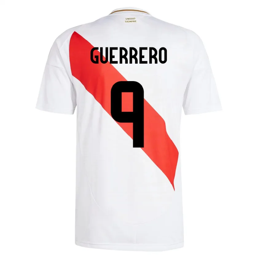 Danxen Børn Peru Paolo Guerrero #9 Hvid Hjemmebane Spillertrøjer 24-26 Trøje T-Shirt