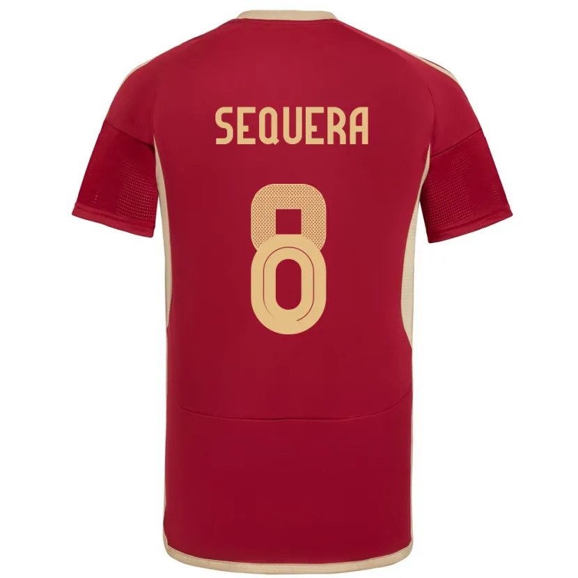Danxen Børn Venezuela Giovanny Sequera #8 Bourgogne Hjemmebane Spillertrøjer 24-26 Trøje T-Shirt