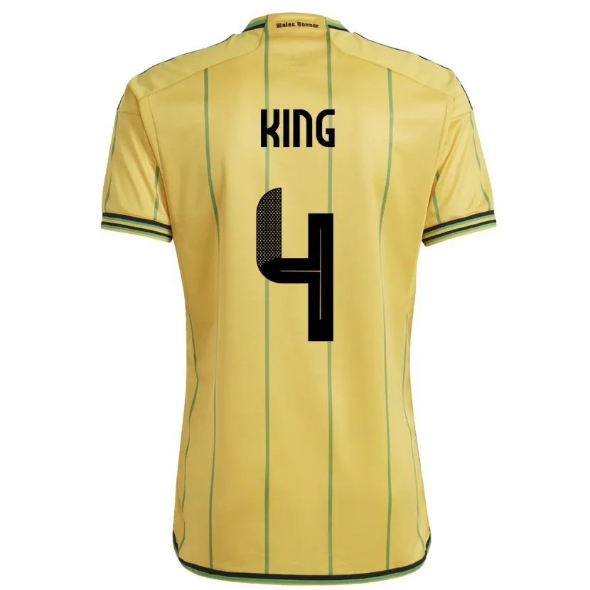 Danxen Børn Jamaica Richard King #4 Gul Hjemmebane Spillertrøjer 24-26 Trøje T-Shirt