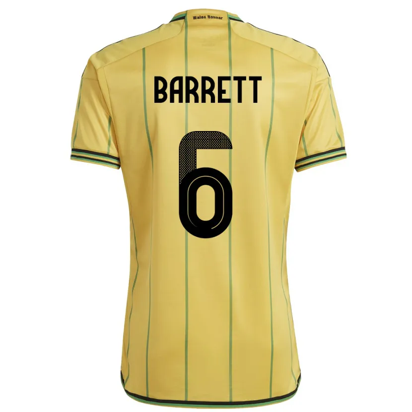 Danxen Børn Jamaica Ronaldo Barrett #6 Gul Hjemmebane Spillertrøjer 24-26 Trøje T-Shirt