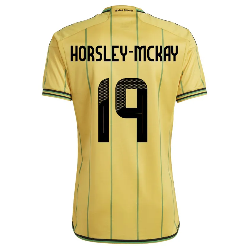 Danxen Børn Jamaica Kyron Horsley-Mckay #19 Gul Hjemmebane Spillertrøjer 24-26 Trøje T-Shirt