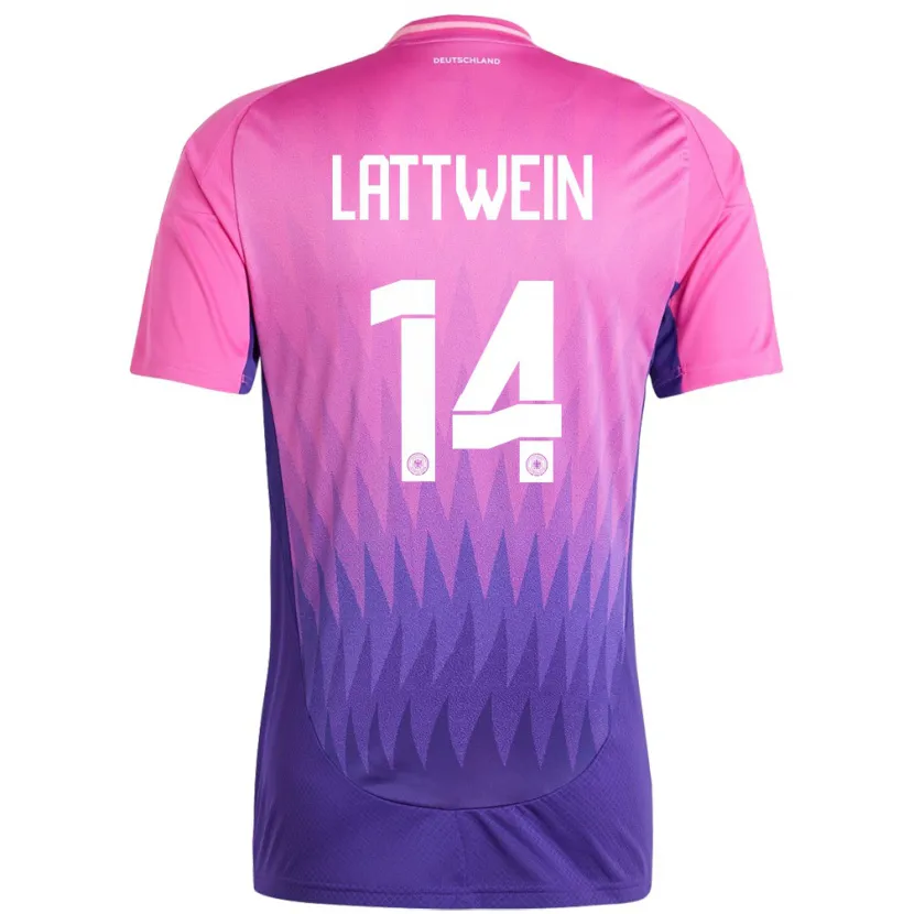 Danxen Børn Tyskland Lena Lattwein #14 Pink Lilla Udebane Spillertrøjer 24-26 Trøje T-Shirt