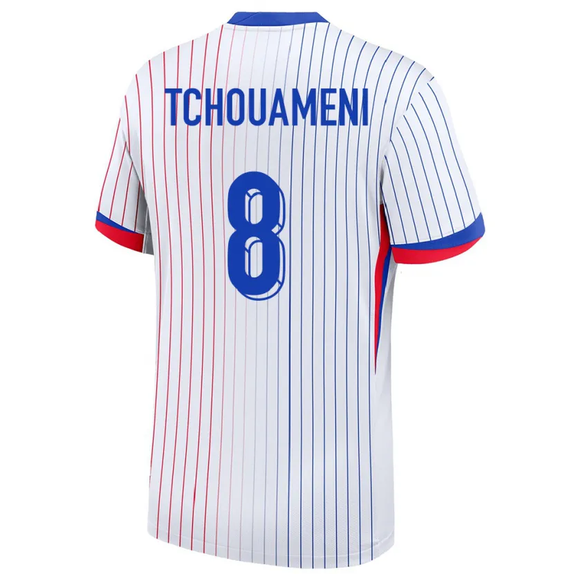 Danxen Børn Frankrig Aurelien Tchouameni #8 Hvid Udebane Spillertrøjer 24-26 Trøje T-Shirt