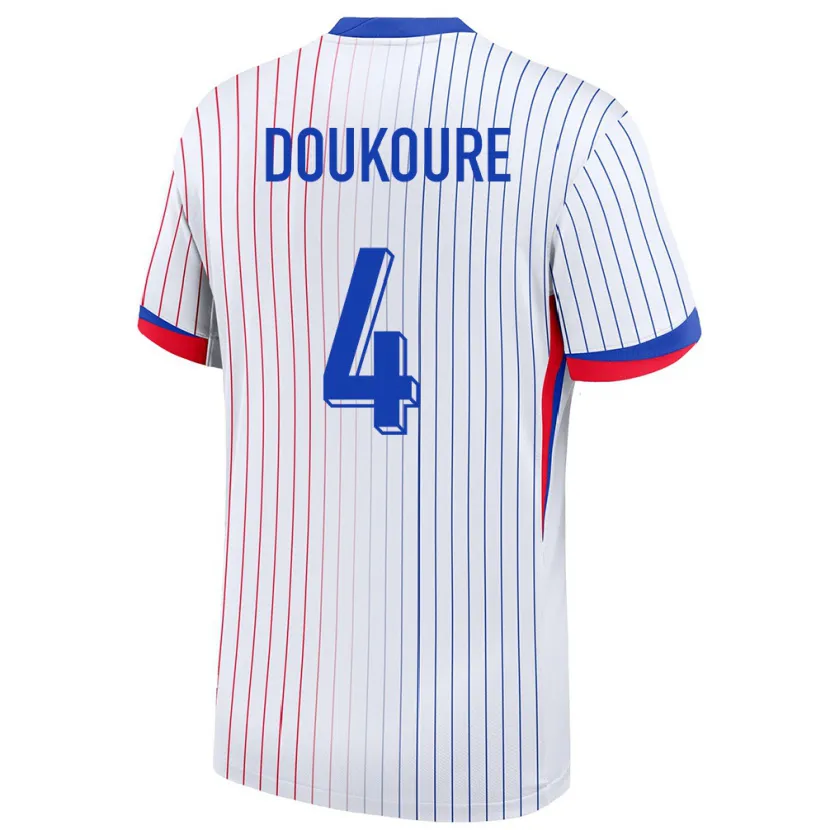 Danxen Børn Frankrig Ismael Doukoure #4 Hvid Udebane Spillertrøjer 24-26 Trøje T-Shirt