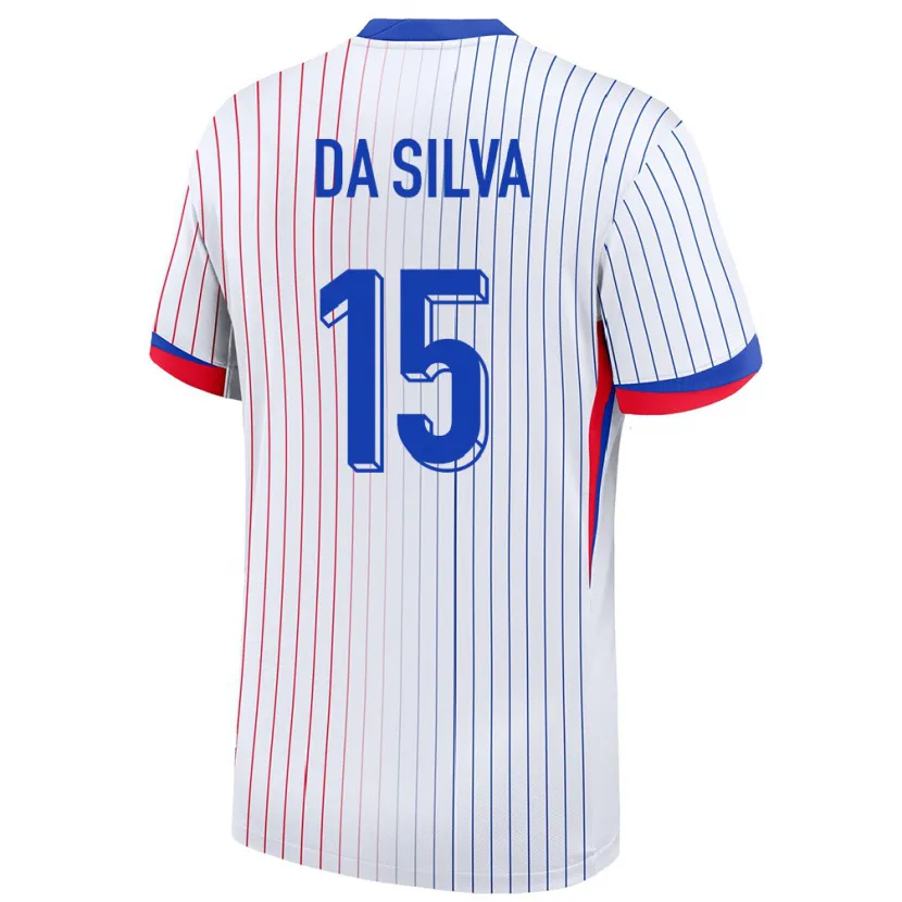 Danxen Børn Frankrig Florent Da Silva #15 Hvid Udebane Spillertrøjer 24-26 Trøje T-Shirt