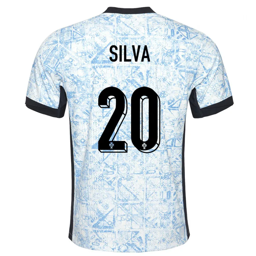 Danxen Børn Portugal Fabio Silva #20 Creme Blå Udebane Spillertrøjer 24-26 Trøje T-Shirt
