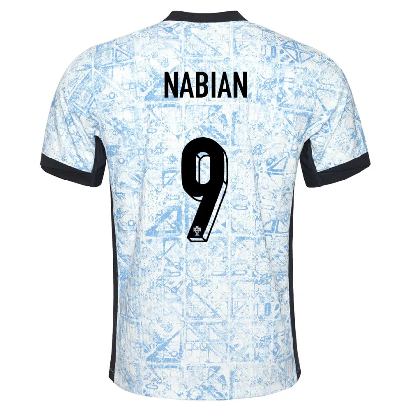 Danxen Børn Portugal Herculano Nabian #9 Creme Blå Udebane Spillertrøjer 24-26 Trøje T-Shirt