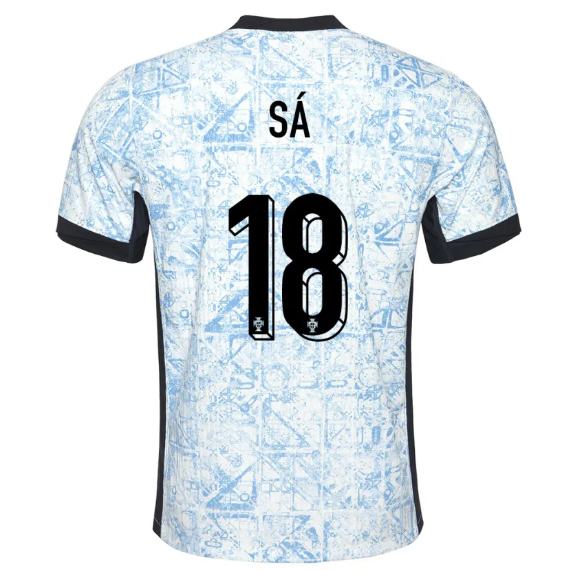 Danxen Børn Portugal Gustavo Sa #18 Creme Blå Udebane Spillertrøjer 24-26 Trøje T-Shirt
