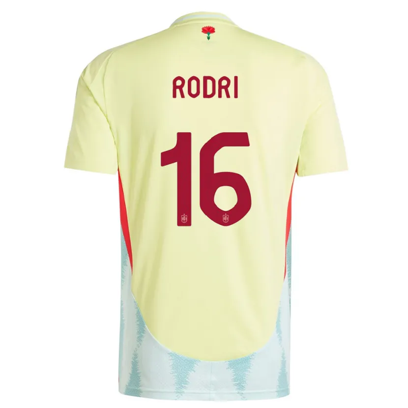 Danxen Børn Spanien Rodri #16 Gul Udebane Spillertrøjer 24-26 Trøje T-Shirt