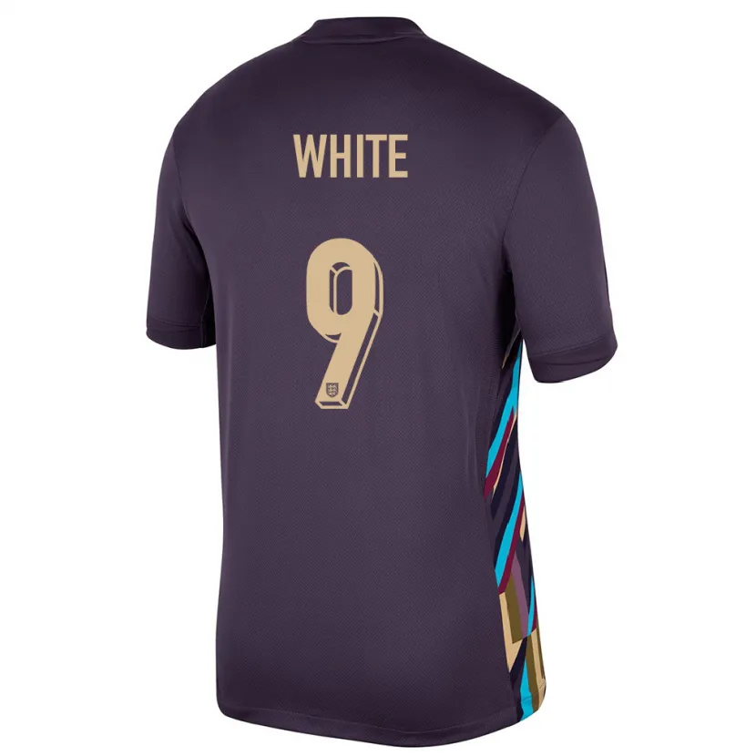 Danxen Børn England Ellen White #9 Mørk Rosin Udebane Spillertrøjer 24-26 Trøje T-Shirt