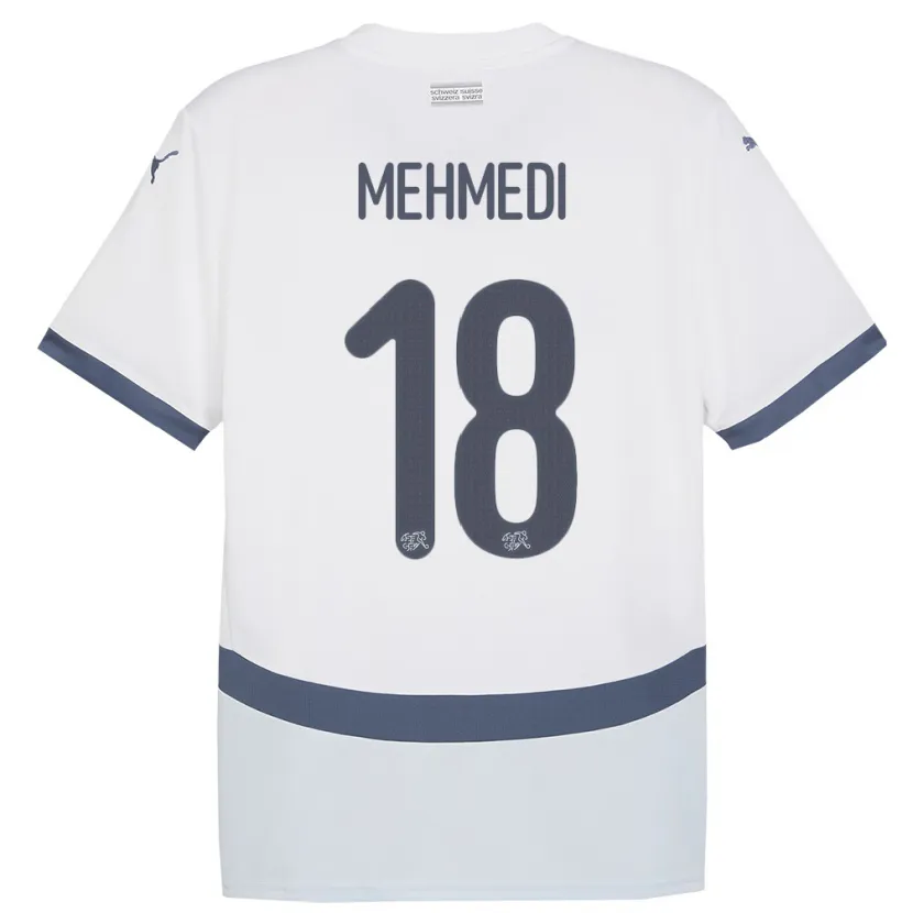 Danxen Børn Schweiz Admir Mehmedi #18 Hvid Udebane Spillertrøjer 24-26 Trøje T-Shirt