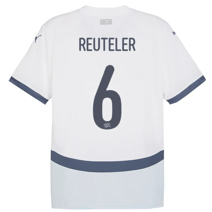 Danxen Børn Schweiz Geraldine Reuteler #6 Hvid Udebane Spillertrøjer 24-26 Trøje T-Shirt