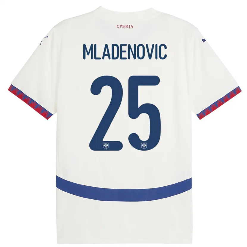 Danxen Børn Serbien Filip Mladenovic #25 Hvid Udebane Spillertrøjer 24-26 Trøje T-Shirt