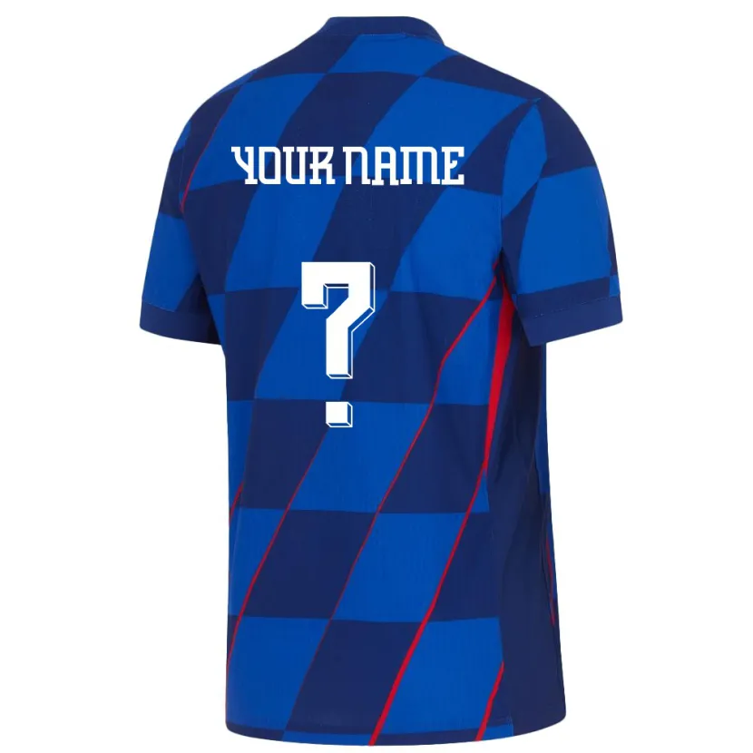 Danxen Børn Kroatien Dit Navn #0 Blå Udebane Spillertrøjer 24-26 Trøje T-Shirt