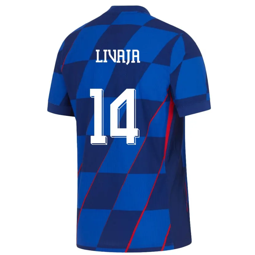 Danxen Børn Kroatien Marko Livaja #14 Blå Udebane Spillertrøjer 24-26 Trøje T-Shirt