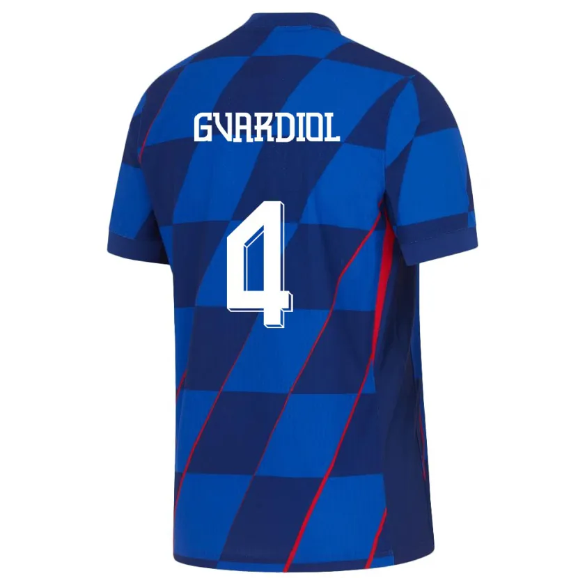 Danxen Børn Kroatien Josko Gvardiol #4 Blå Udebane Spillertrøjer 24-26 Trøje T-Shirt