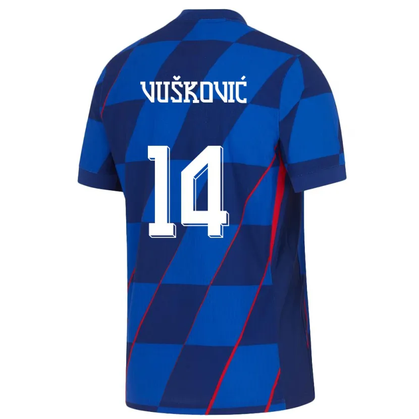 Danxen Børn Kroatien Mario Vuskovic #14 Blå Udebane Spillertrøjer 24-26 Trøje T-Shirt