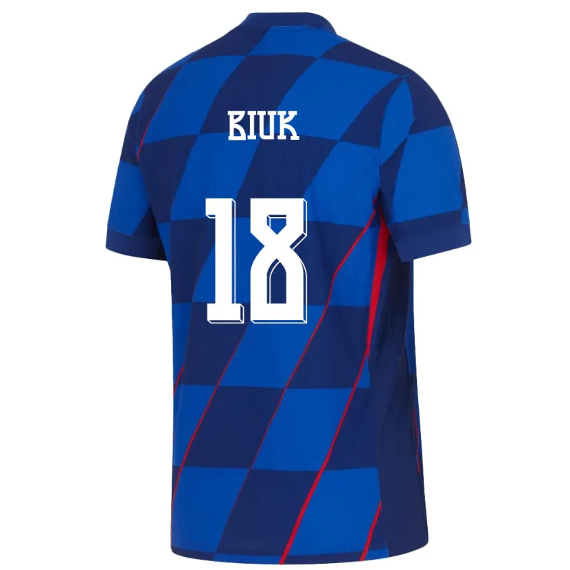 Danxen Børn Kroatien Stipe Biuk #18 Blå Udebane Spillertrøjer 24-26 Trøje T-Shirt